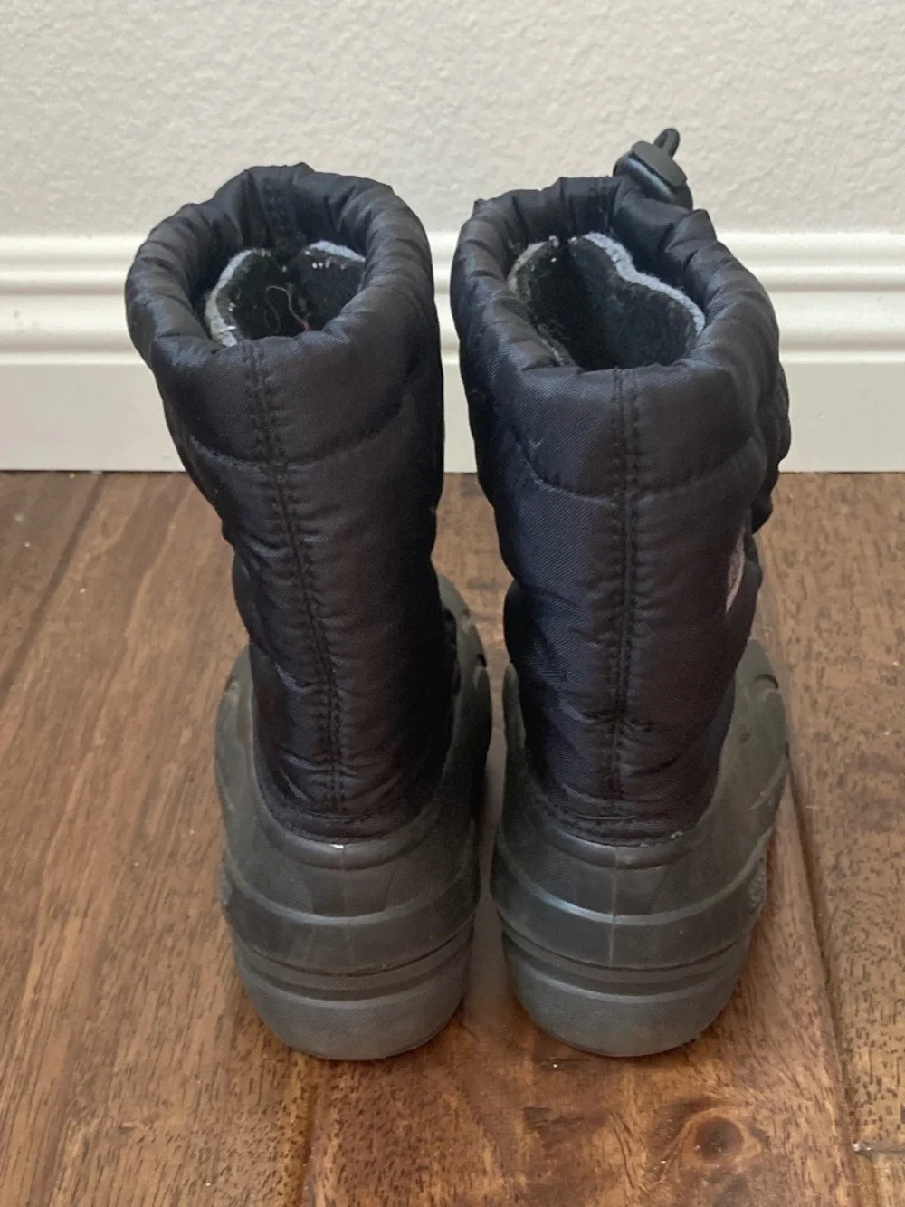Sorel Cub Black Insulated Drawstring Winter Snow Rain Boots Kids Sz 12